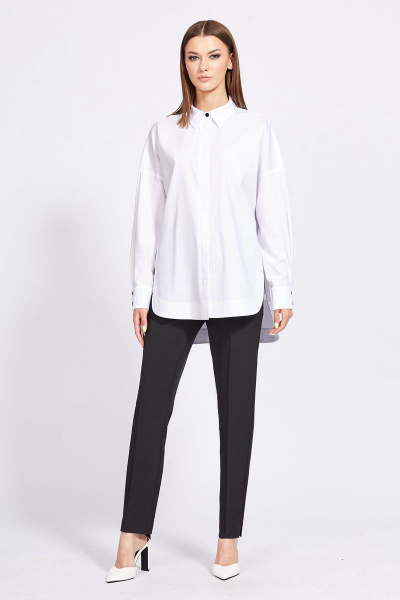 Блуза прямого силуэта с манжетами и спущенным рукавом EOLA 2257 белый - фото 3