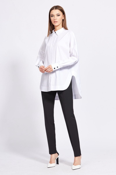 Блуза прямого силуэта с манжетами и спущенным рукавом EOLA 2257 белый - фото 1