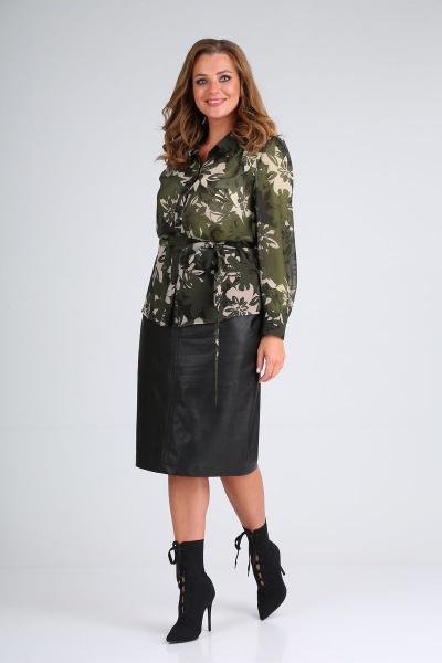 Юбка из экокожи прямая на притачном поясе TVIN 8165/1 - фото 1