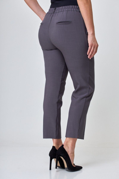 Серые женские брюки с разрезом и высокой посадкой Anelli 733 пепельный_графит - фото 2