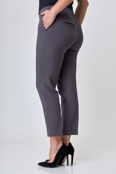 Серые женские брюки с разрезом и высокой посадкой Anelli 733 пепельный_графит - фото 6