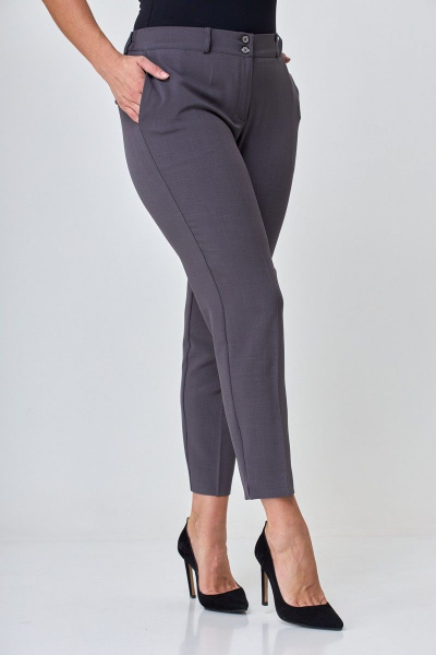 Серые женские брюки с разрезом и высокой посадкой Anelli 733 пепельный_графит - фото 4