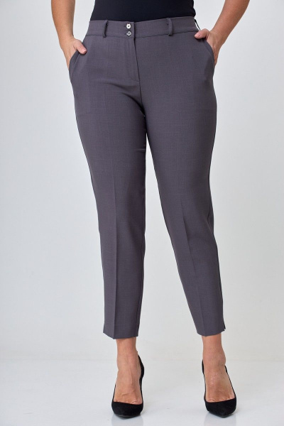 Серые женские брюки с разрезом и высокой посадкой Anelli 733 пепельный_графит - фото 3