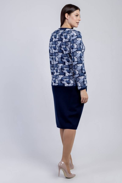 Жакет из трикотажа с прорезными карманами и молнией BONADI М-1627 темно-синий - фото 3