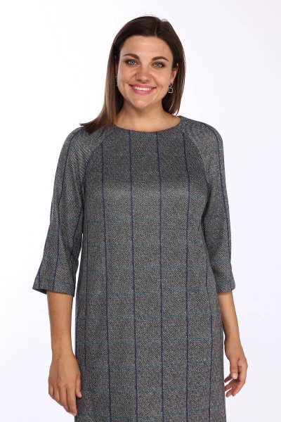 Платье прямое из трикотажа со спущенными плечами и карманами Lady Style Classic 1700/2 серые_тона - фото 3