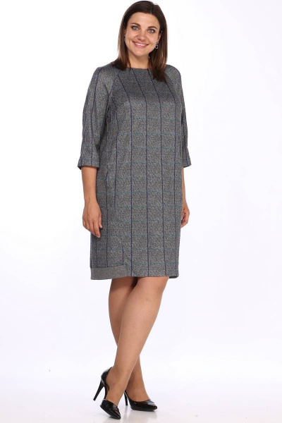 Платье прямое из трикотажа со спущенными плечами и карманами Lady Style Classic 1700/2 серые_тона - фото 2