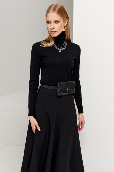 Трапеция из трикотажа длины миди, универсальная и комфортная Панда 117650w черный - фото 4