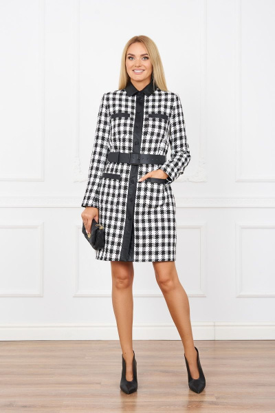 Платье из ткани с кожзаменителем и накладными карманами Azzara 865Б - фото 2