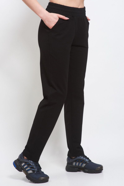 Брюки демисезонные прямые из трикотажа с карманами FORMAT 12078 черный - фото 3