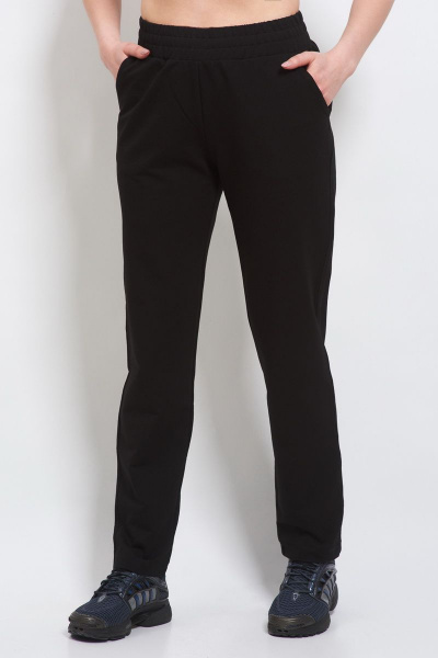 Брюки демисезонные прямые из трикотажа с карманами FORMAT 12078 черный - фото 1