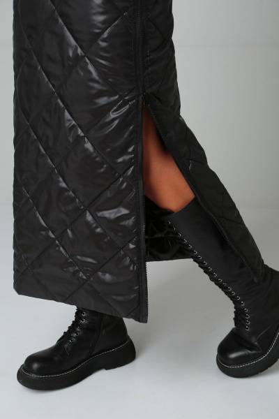 Черная стеганая юбка миди на подкладке с разрезом DOGGI 0136 - фото 5