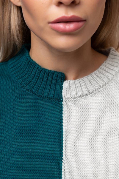 Джемпер зеленый вязанный шерстяной для повседневных образов Romgil 755ШТЗ бело-зеленый,малахит - фото 5