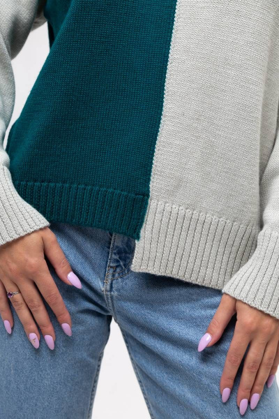 Джемпер зеленый вязанный шерстяной для повседневных образов Romgil 755ШТЗ бело-зеленый,малахит - фото 4