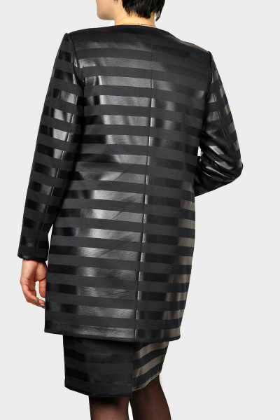 Кардиган из трикотажа с кожаной полосой и пуговицами Klever 165 черный - фото 3