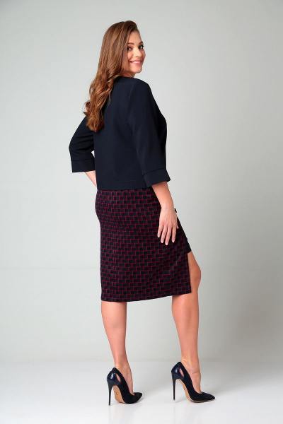 Жакет и юбка из текстиля в клетку зауженная демисезонная Liona Style 854 - фото 3