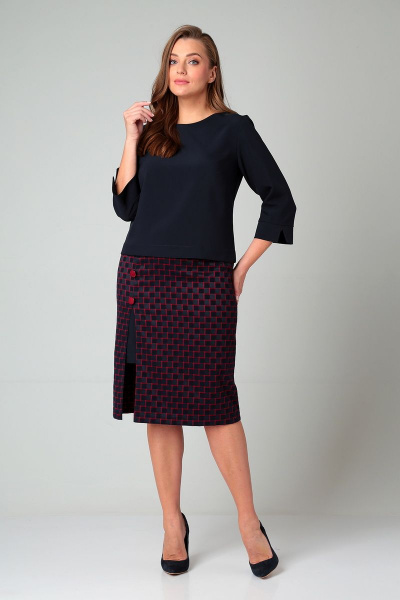 Жакет и юбка из текстиля в клетку зауженная демисезонная Liona Style 854 - фото 1