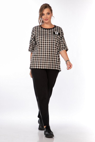 Блуза Belinga 5143 клетка_шоколад - фото 4