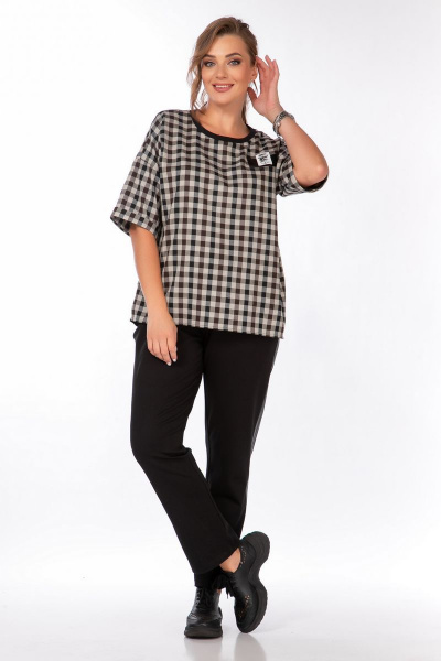 Блуза Belinga 5143 клетка_шоколад - фото 2