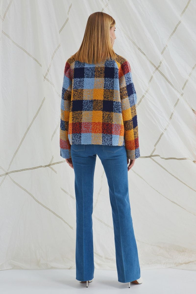 Полупальто DAVYDOV 9114 рыжий-голубой - фото 3