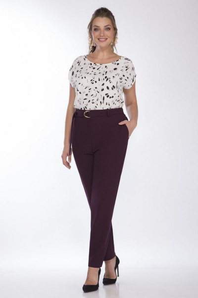Костюм из жакета, брюк и блузки с прорезными карманами Matini 1.1635 ежевика - фото 5