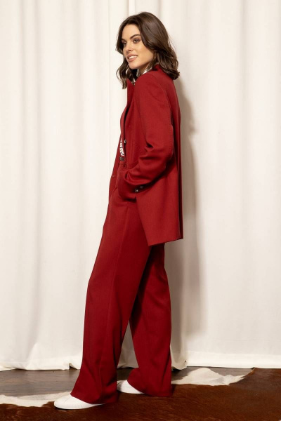 Жакет прямого силуэта из костюмной ткани с лацканами Nova Line 10348 бордовый - фото 3