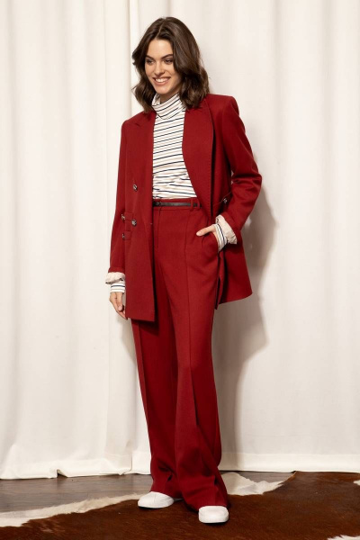 Жакет прямого силуэта из костюмной ткани с лацканами Nova Line 10348 бордовый - фото 1