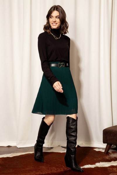 Бадлон из трикотажа с воротником-стойкой и разрезами Nova Line 20663 черный - фото 4