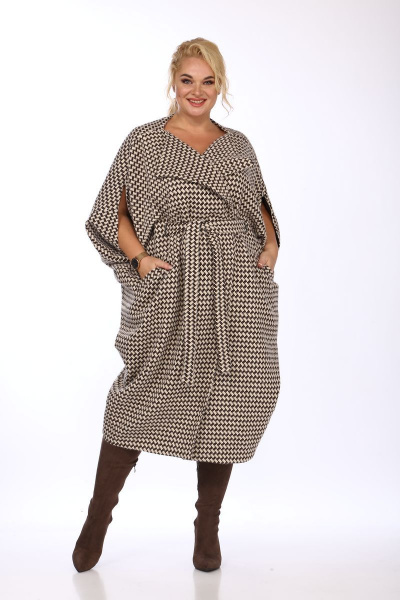 Кардиган на подкладке с ремнем и карманами для демисезона SVT-fashion 561 беж - фото 3