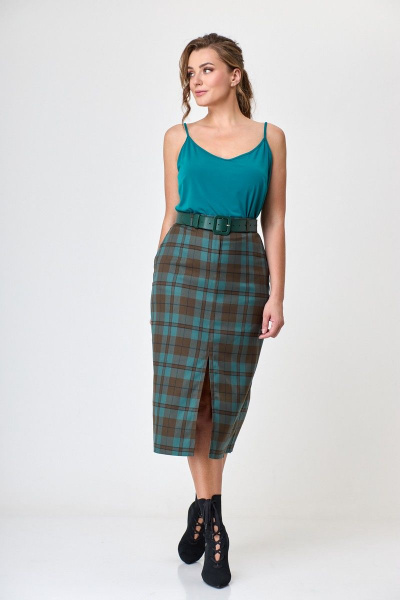 Зеленый топ-комбинация с регулирующими бретелями, полуприлегающего силуэта Anelli 460 изумруд - фото 1