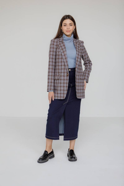 Демисезонная синяя джинсовая юбка с разрезом Ivera 4017 темно-синий - фото 4