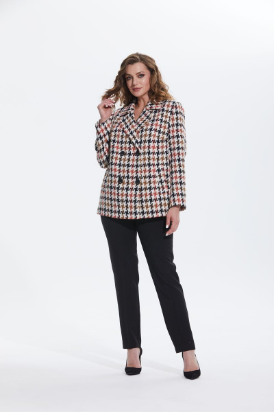 Брюки, жакет Alani Collection 1770 коричневая_клетка - фото 1