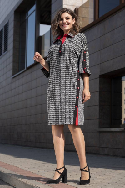 Платье-рубашка из вискозы и трикотажа свободный крой Avanti 1137-5 - фото 1