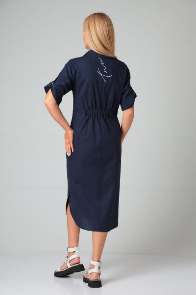 Платье синее прямое с карманами и фигурным низом Gamma Gracia 396 темно-синий - фото 2