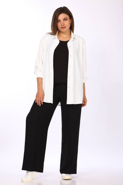 Классическая рубашка из стрейчевого льна с разрезами Lady Secret 127 белый - фото 7