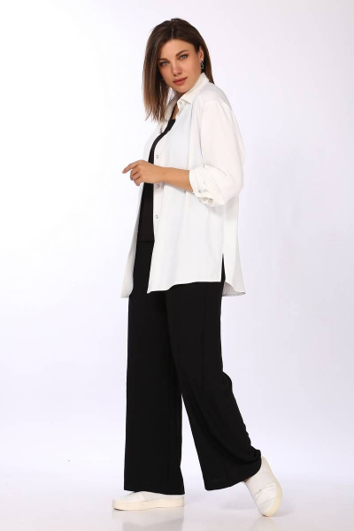 Классическая рубашка из стрейчевого льна с разрезами Lady Secret 127 белый - фото 6