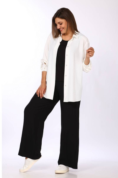 Классическая рубашка из стрейчевого льна с разрезами Lady Secret 127 белый - фото 5