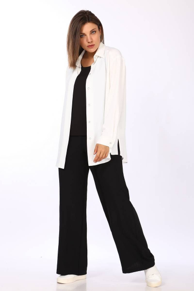 Классическая рубашка из стрейчевого льна с разрезами Lady Secret 127 белый - фото 4