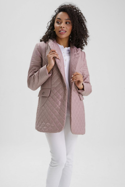 Бежевый стеганный жакет с рельефами и прорезными карманами Urs 22-631-1 - фото 4