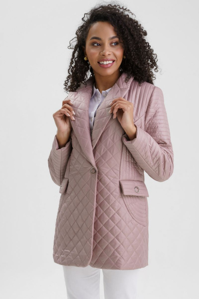 Бежевый стеганный жакет с рельефами и прорезными карманами Urs 22-631-1 - фото 5