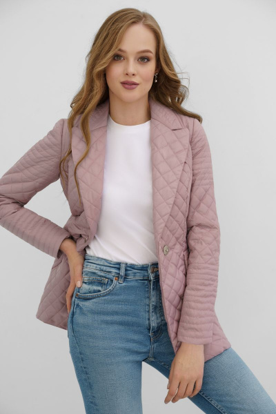 Бежевый стеганный жакет с рельефами и прорезными карманами Urs 22-631-1 - фото 1