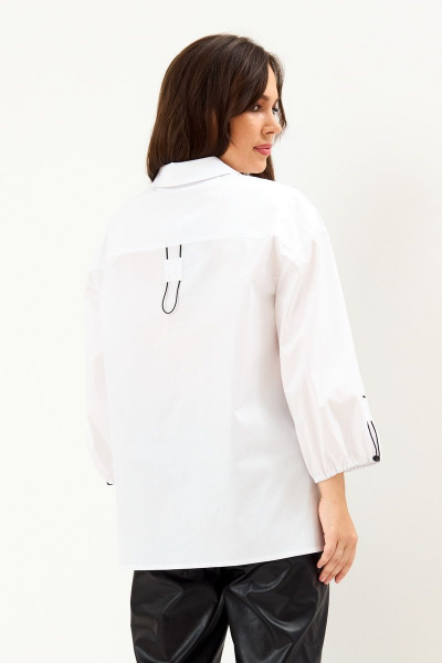 Блуза летняя деловая из хлопка с коротким рукавом Магия моды 2143 белый - фото 4