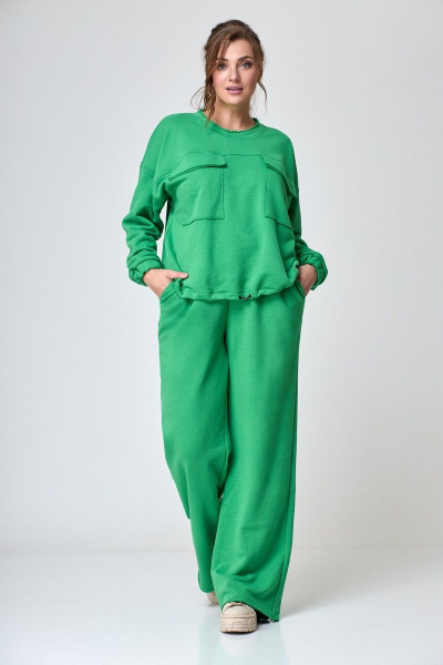Демисезонный спортивный костюм из трикотажа оверсайз Anelli 1143 малахит - фото 4