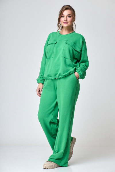 Демисезонный спортивный костюм из трикотажа оверсайз Anelli 1143 малахит - фото 3