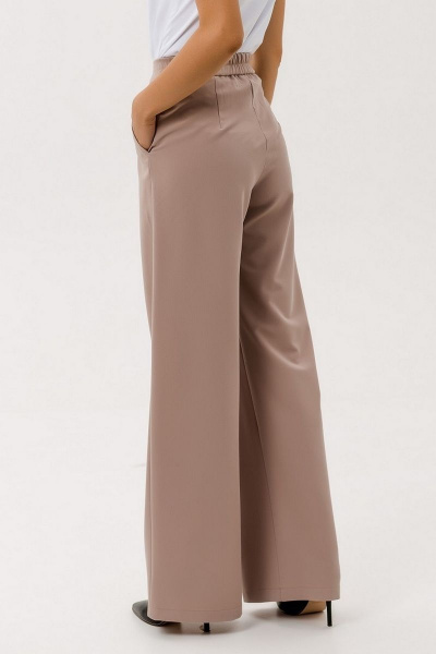 Брюки из льна с высокой посадкой и расширением к низу Atelero 1023 кофейный - фото 4