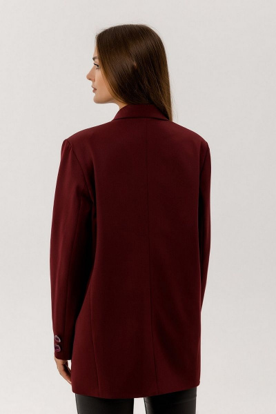 Классический жакет из костюмной ткани с подбородочным воротником Atelero 1005-В вишня - фото 5