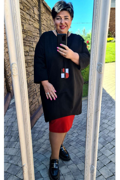 Туника, юбка Vittoria Queen 16663/1 черный+красный - фото 4