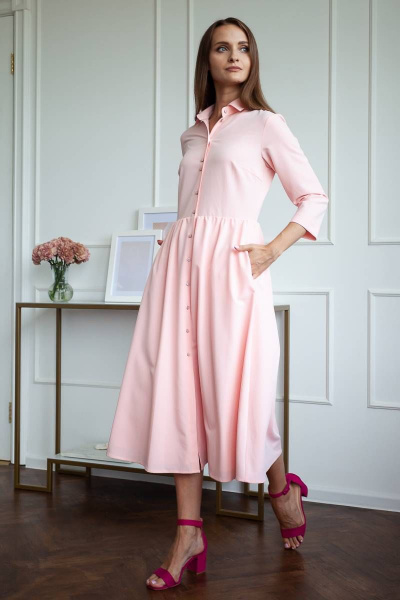 Демисезонное розовое платье из текстиля для на каждый день Femme & Devur 8616 4.14F(170) - фото 6