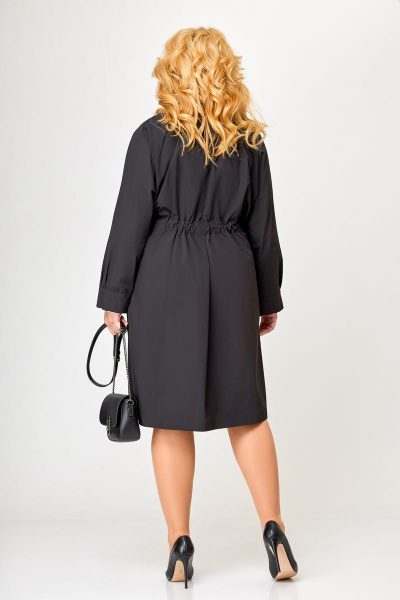 Черный демисезонный плащ-косюк с карманами и складками Swallow 575 черный - фото 9