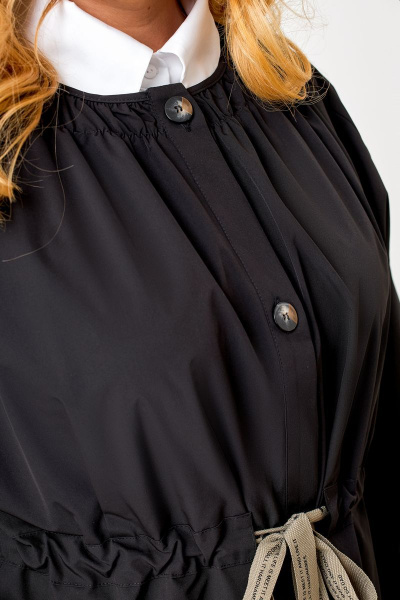 Черный демисезонный плащ-косюк с карманами и складками Swallow 575 черный - фото 8