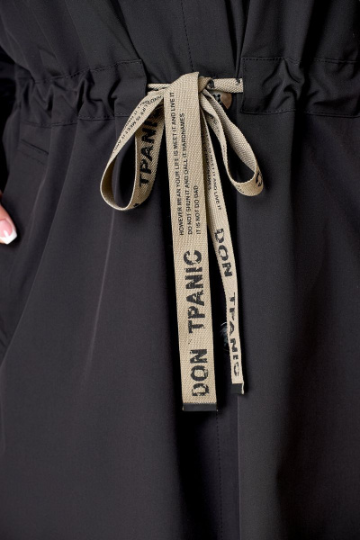 Черный демисезонный плащ-косюк с карманами и складками Swallow 575 черный - фото 7